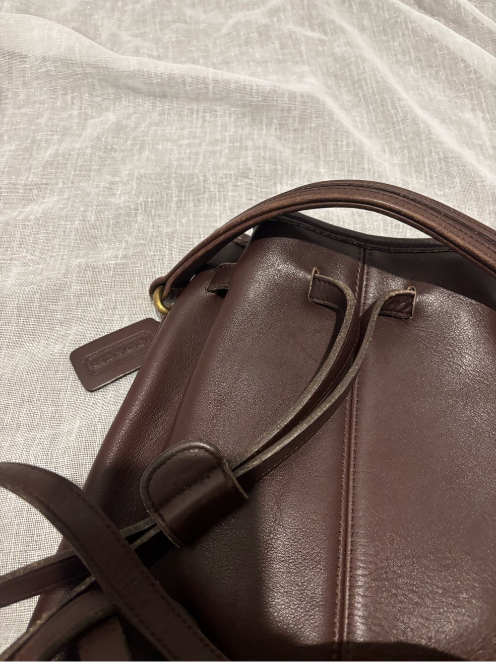 Vintage COACH Brown Leather Sling Handle Daypack Backpack 9992 - Picture 7 of 10